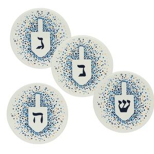 Set of 4 Hanukkah Dreidel Plates